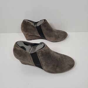 Vionic Stanton Gray Suede Wedge Ankle Boots Women Size 9